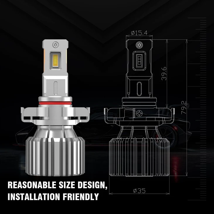 Compact Headlight Bulbs For Cars Brightest Fanless LED Bulbs
